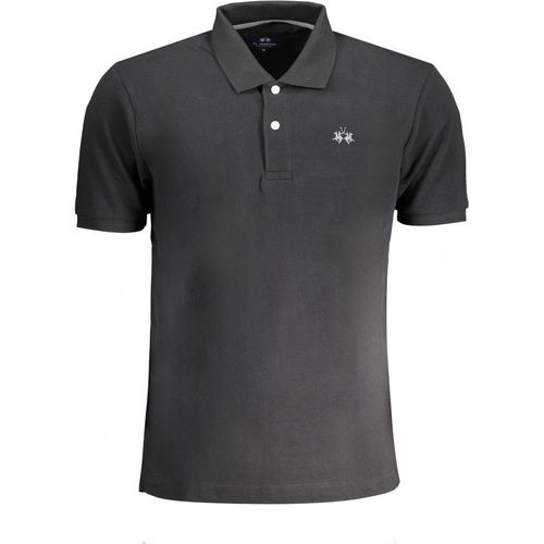 LA MARTINA MEN'S BLACK SHORT SLEEVED POLO SHIRT slika 1