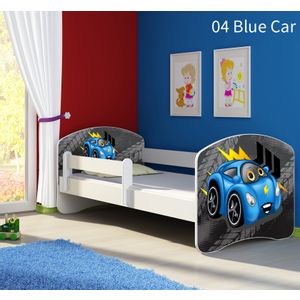 Dječji krevet ACMA s motivom, bočna bijela 140x70 cm 04-blue-car