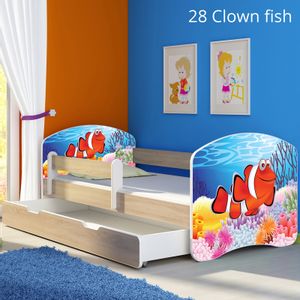 Dječji krevet ACMA s motivom, bočna sonoma + ladica 160x80 cm 28-clown-fish
