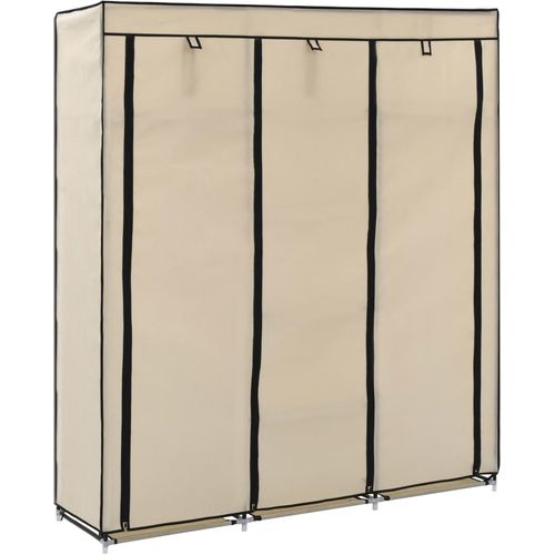 282455 Wardrobe with Compartments and Rods Cream 150x45x175 cm Fabric slika 1
