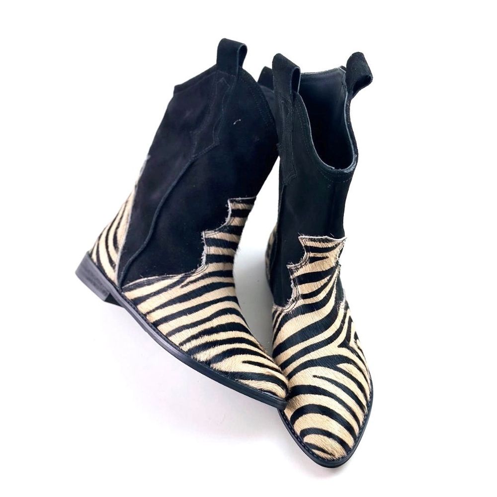 Ženske kožne čizme, Zebra/Crne slika 1