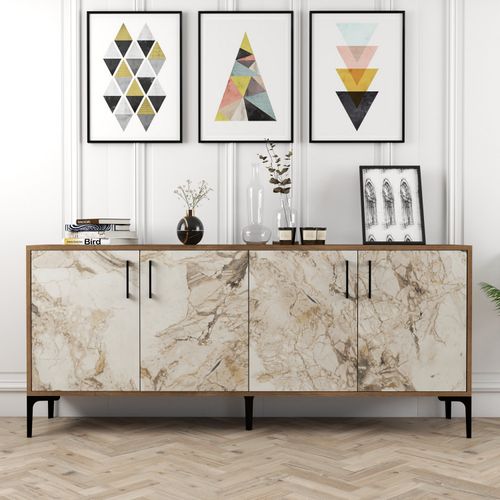 Woody Fashion Komoda, Kiev - Walnut, White Marble slika 1