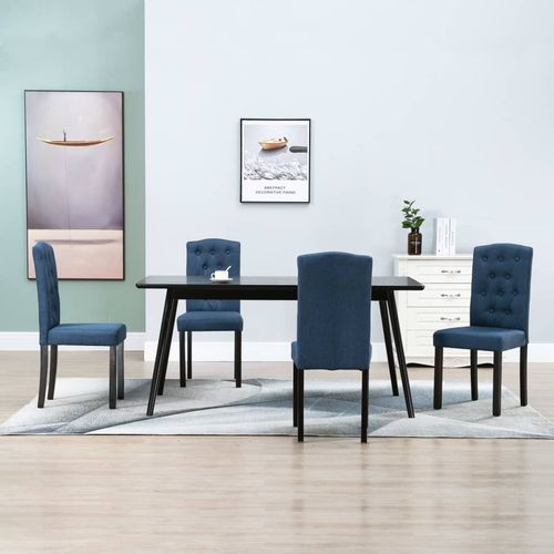 Blagovaonske stolice od tkanine 4 kom plave slika 1