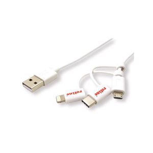 Secomp Roline USB 2.0 Charge &amp; Sync A micro B + 8 pin + C m/m 1.0m