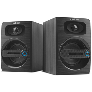 Natec NGL-1641 COUGAR, Stereo Speakers 2.0, 6W RMS, USB power, 3.5mm Connector, Wooden Case, Black