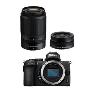 Nikon Z50 + 16-50mm f/3.5-6.3 VR + 50-250mm f/4.5-6.3 VR + torba
