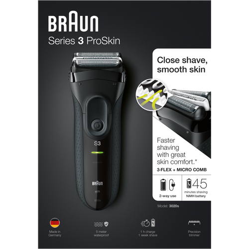 Braun 3020 aparat za mokro i suvo brijanje serije 3 ProSkin, crna boja slika 5