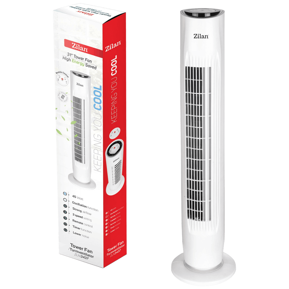 Zilan Ventilator stupni, daljinski upravljač, 45W, 80 cm, ±80° - ZLN3437 slika 2