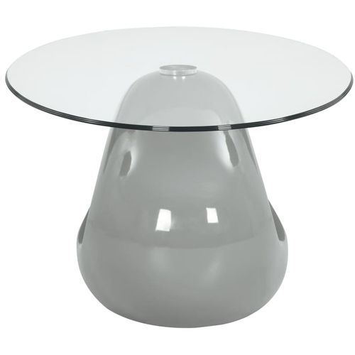 Stolić za kavu s ovalnom staklenom pločom sivi visokog sjaja slika 23