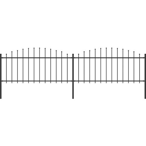 Vrtna ograda s ukrasnim kopljima (0,5-0,75) x 3,4 m čelična crna slika 1