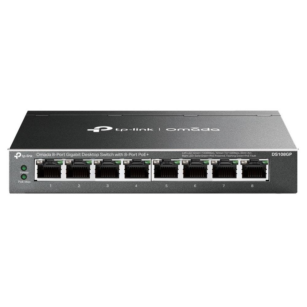 Omada 8-Port Gigabit Desktop Switch with 8-Port PoE+ 8× Gigabit PoE+ Ports 802.3af/at, 64 W PoE Power, Desktop Steel Case Plug and Play slika 1