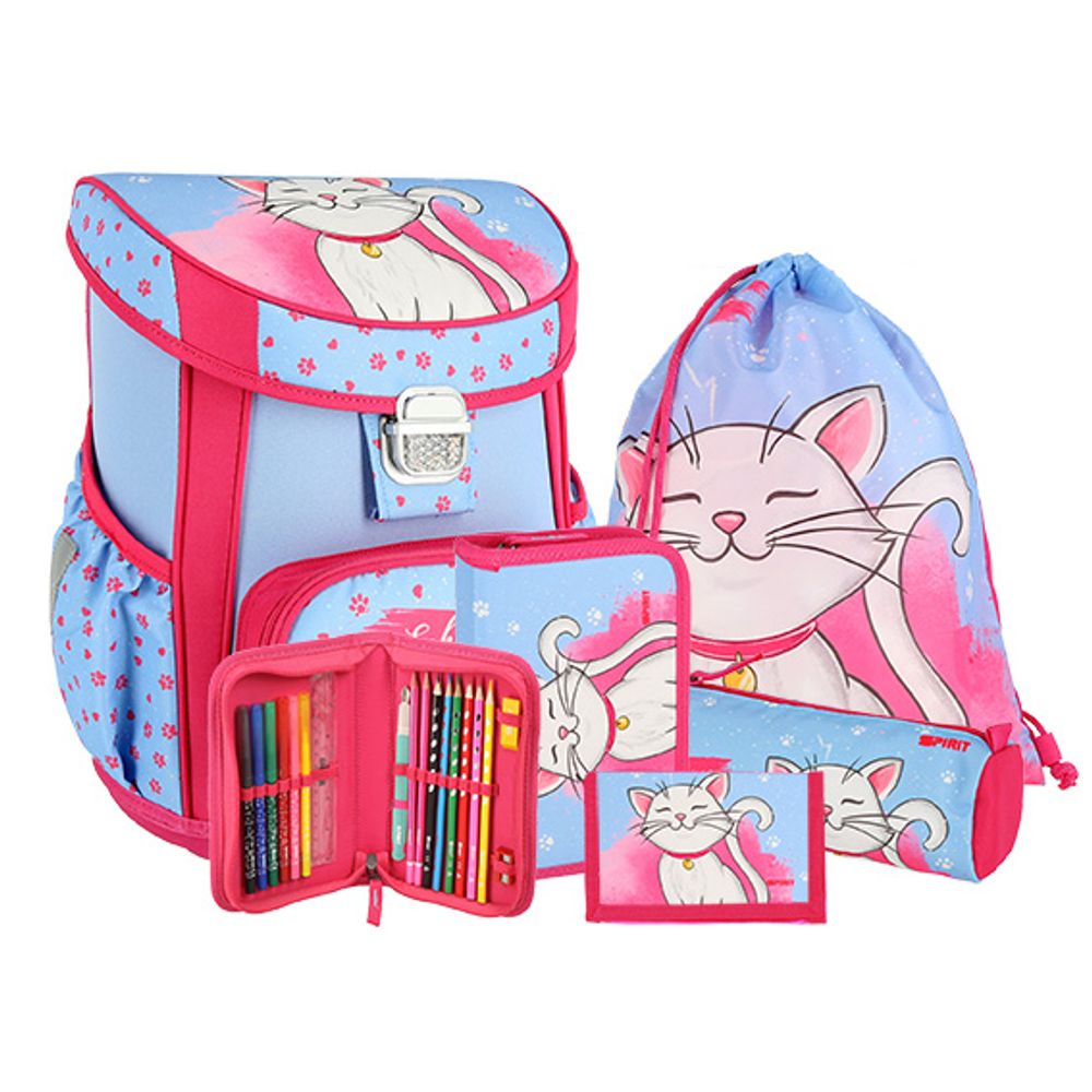 Spirit školski set "CAT WHITE'' VISION+ (školska torba + puna pernica + vreća za patike + novčanik) slika 1