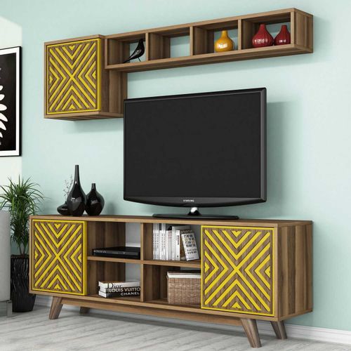 Woody Fashion TV jedinica, İnci - Walnut, Yellow slika 3