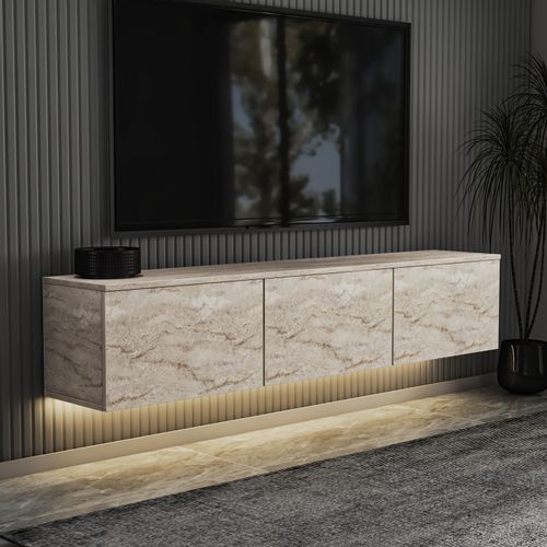 Woody Fashion TV stalak NEON ILLUMINATED, boja Travertine slika 3