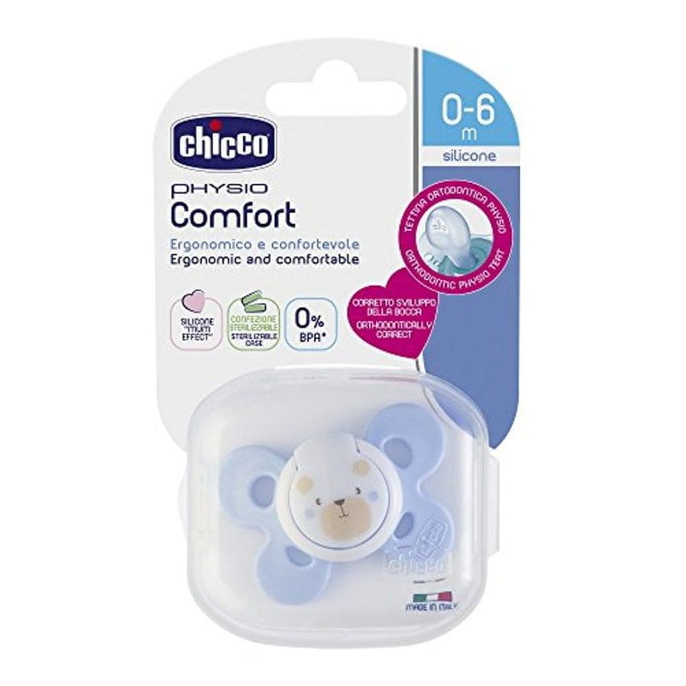 Chicco Duda varalica Physio Comfort 0-6mj - Silikon, Plava slika 1