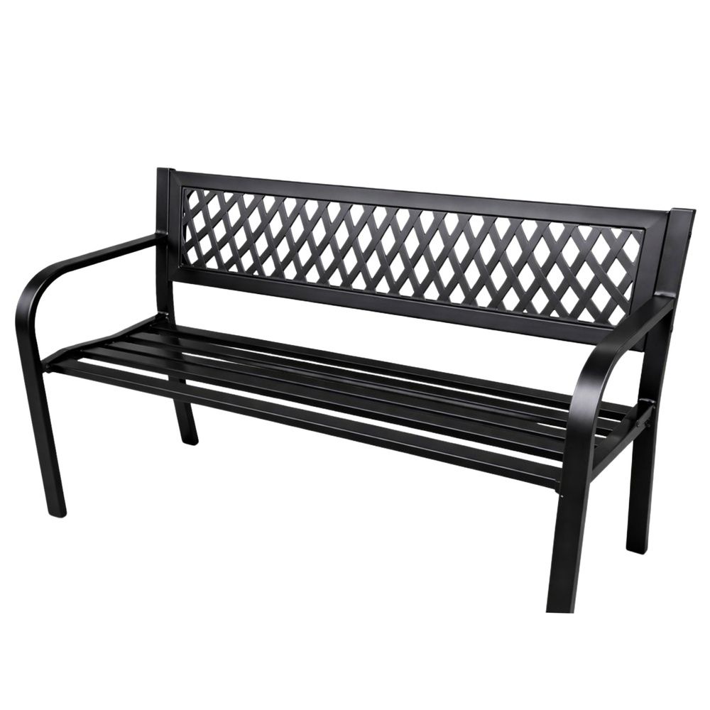 Vrtna klupa za park, terasa, metalna, 2 sjedala, crna, 120 cm slika 4