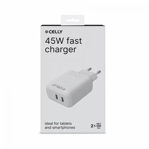 Celly brzi punjač 45W 2xUSB-C bela slika 3