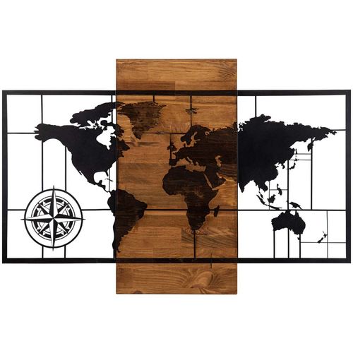 Wallity Zidna dekoracija drvena, World Map Wıth Compass slika 1