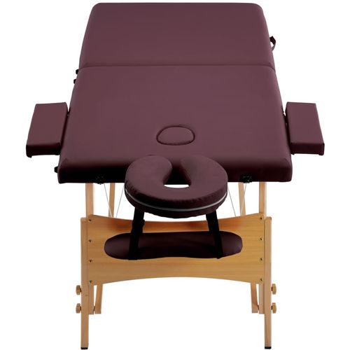 Sklopivi masažni stol s 2 zone drveni ljubičasta boja vina slika 23