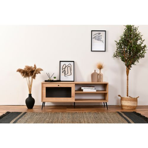 TV Stalak Calvin 140 Glass Oak Black slika 1