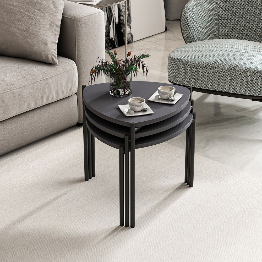 Nesting Table Lenny - Set od 3 komada u antracit boji slika 3