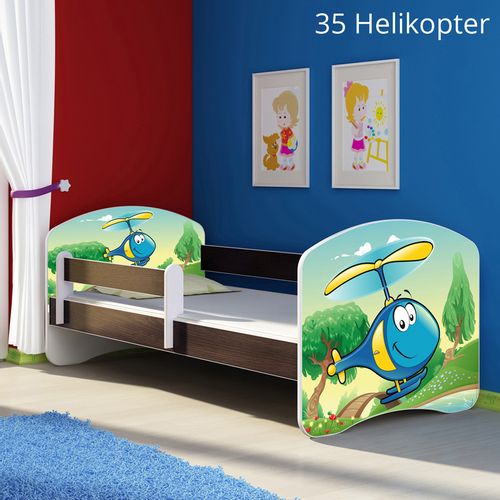 Dječji krevet ACMA s motivom, bočna wenge 140x70 cm - 35 Helikopter slika 1