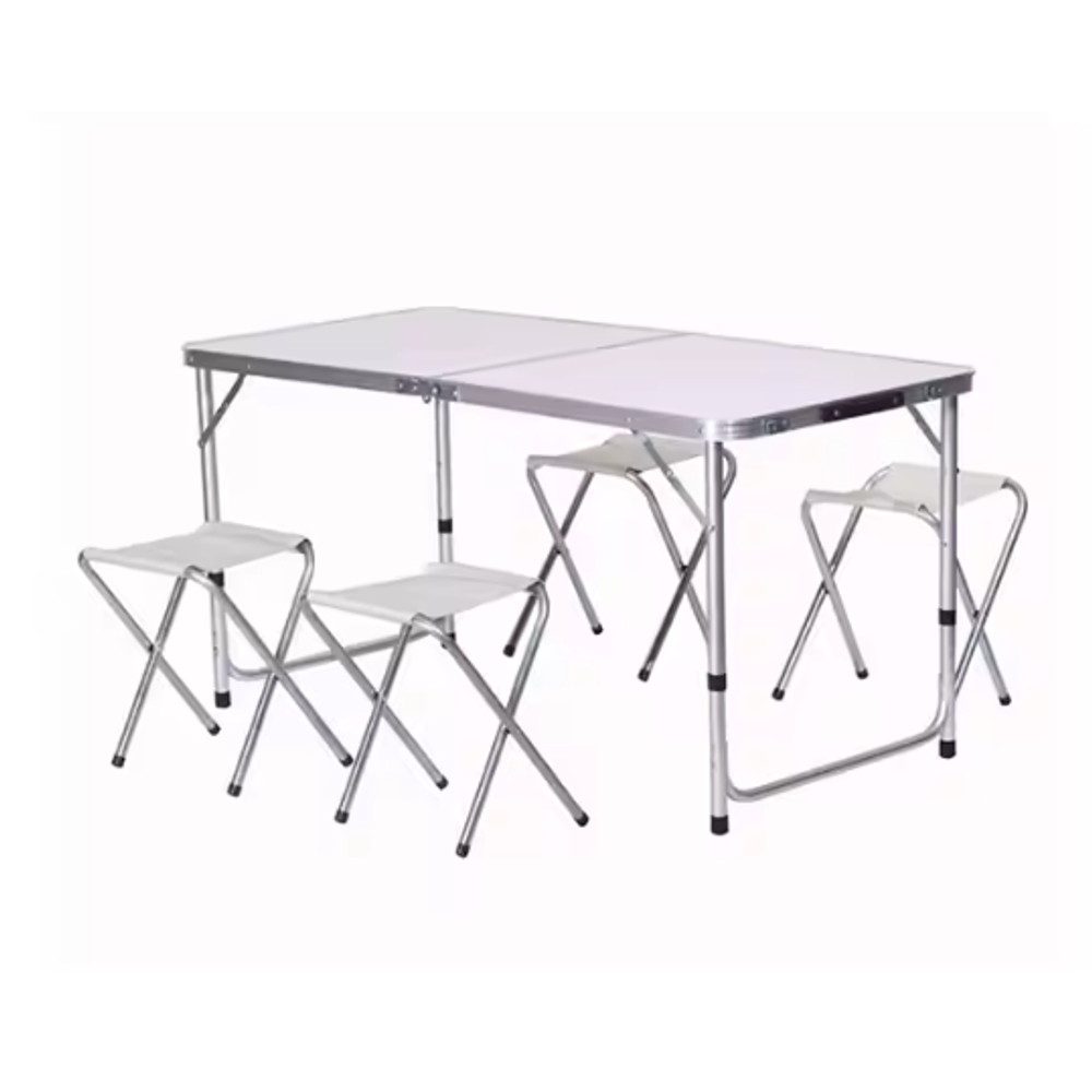 Sklopivi kamperski set sa 4 stolice, sivi slika 2