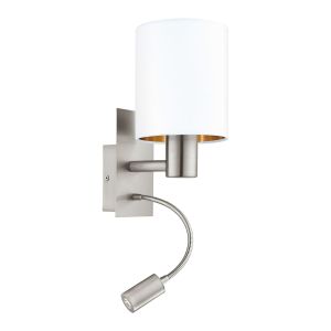 Eglo Pasteri Zidna Lampa 2, E27, LED 3,5W, Nikl-Mat, Bijela-Bakar