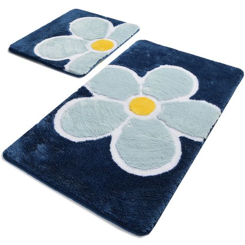 Flower - Blue Multicolor Acrylic Bathmat Set (2 Pieces) slika 2