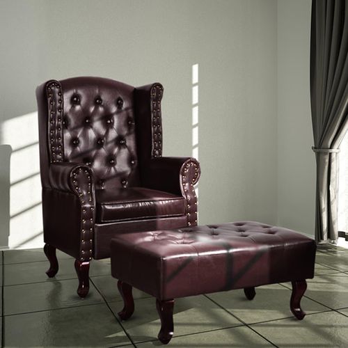 Fotelja s Podnožnikom Umjetna Koža Tamno Smeđa slika 1