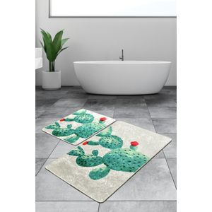 Green Djt Multicolor Bathmat Set (2 Pieces)