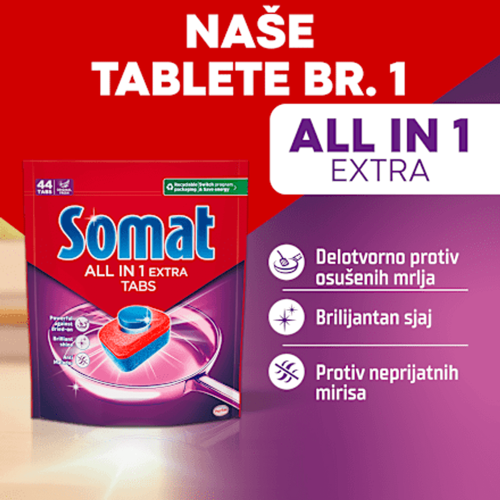 Somat All in One Extra Tablete za perilicu posuđa 100 kom slika 2