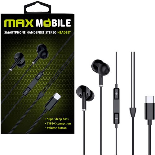 MAXMOBILE slušalice handsfree WE08 TYPE-C crna slika 1