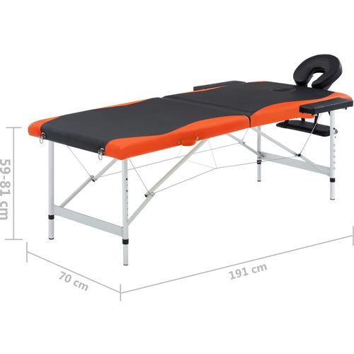 Sklopivi masažni stol s 2 zone aluminijski crno-narančasti slika 9