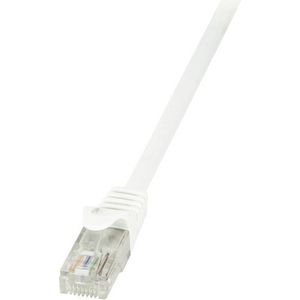 LogiLink CP2071U RJ45 mrežni kabel, Patch kabel cat 6 U/UTP 5.00 m bijela sa zaštitom za nosić 1 St.