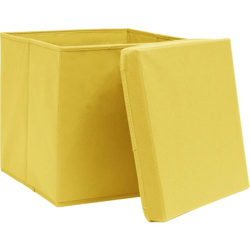 Kutije za pohranu s poklopcima 10 kom 28 x 28 x 28 cm žute slika 3