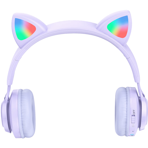 hoco. Bežične stereo slušalice, Bluetooth v5.3, 400mAh - W39 slušalice Mačje uši,Ljubičaste slika 1
