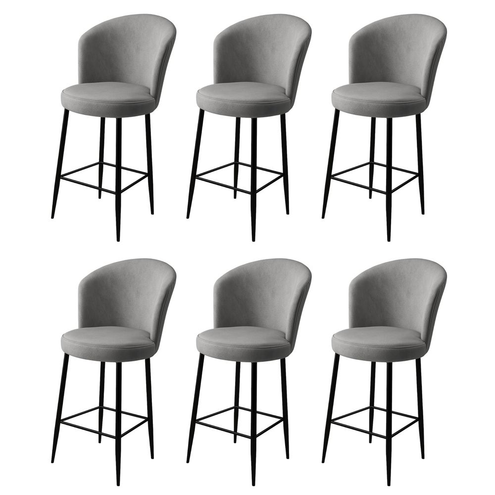 Fora - Sivi, Crni Sivi Crni Bar Stolac Set (6 Komada) slika 1