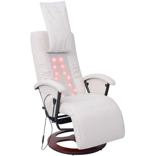 Shiatsu masažna fotelja od umjetne kože bijela slika 2
