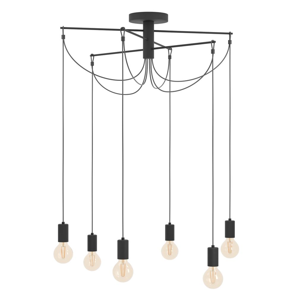 Eglo stropna rasvjeta musara e27 6x60w crno v:850mm o790mm slika 3