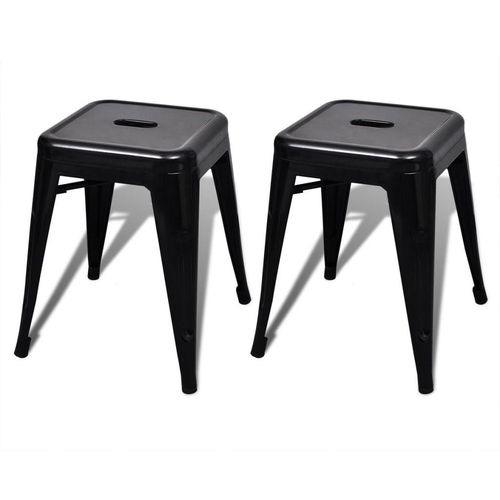Složivi stolci 2 kom crni metalni slika 1