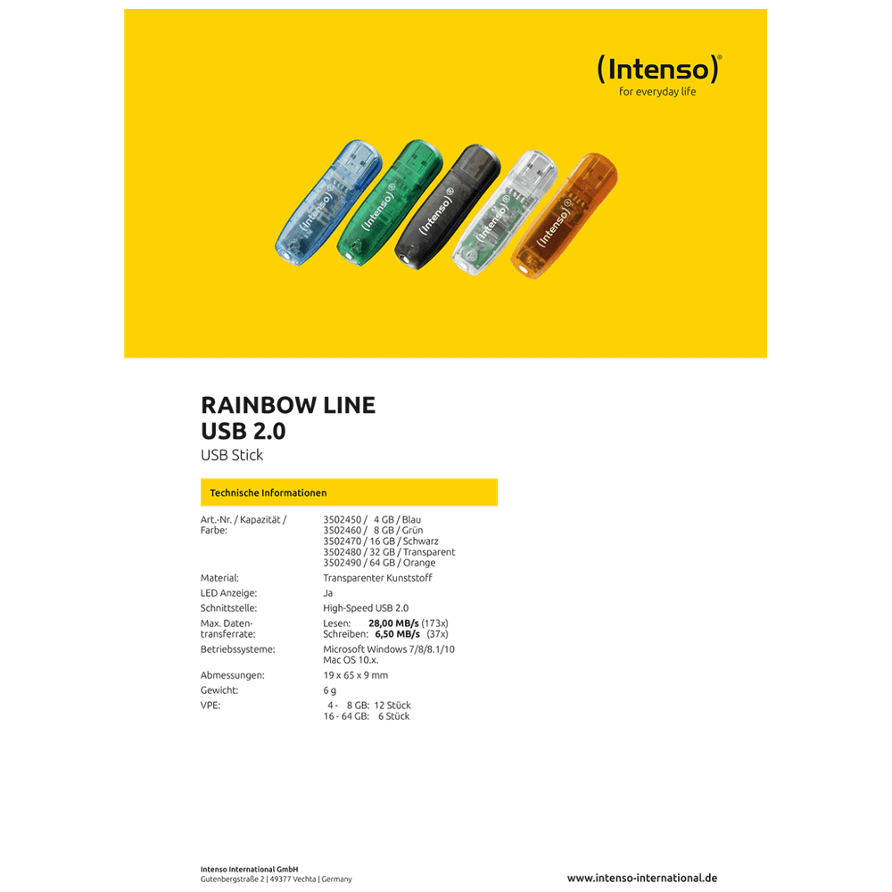 (Intenso) USB Flash drive 8GB Hi-Speed USB 2.0, Rainbow Line, ZELENI - USB2.0-8GB/Rainbow slika 4