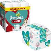 Pampers Pants mesečno pakovanje +Pampers vlažne maramice sensitive 12X52 XXL