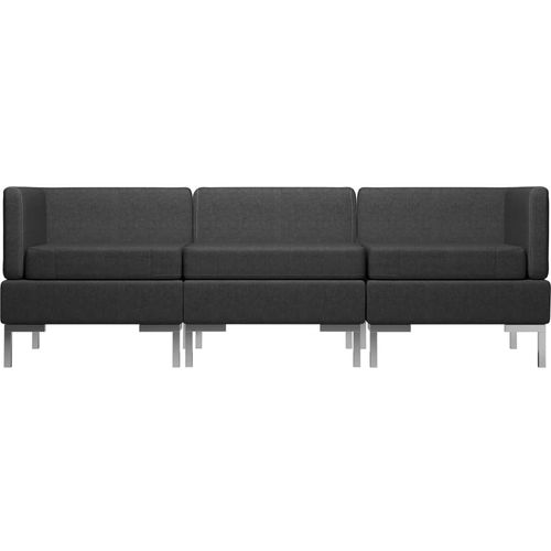 3-dijelni set sofa od tkanine crni slika 22