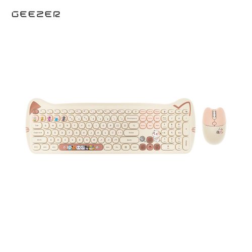 GEEZER WL KITTY set tastatura i miš u MILK TEA boji slika 1