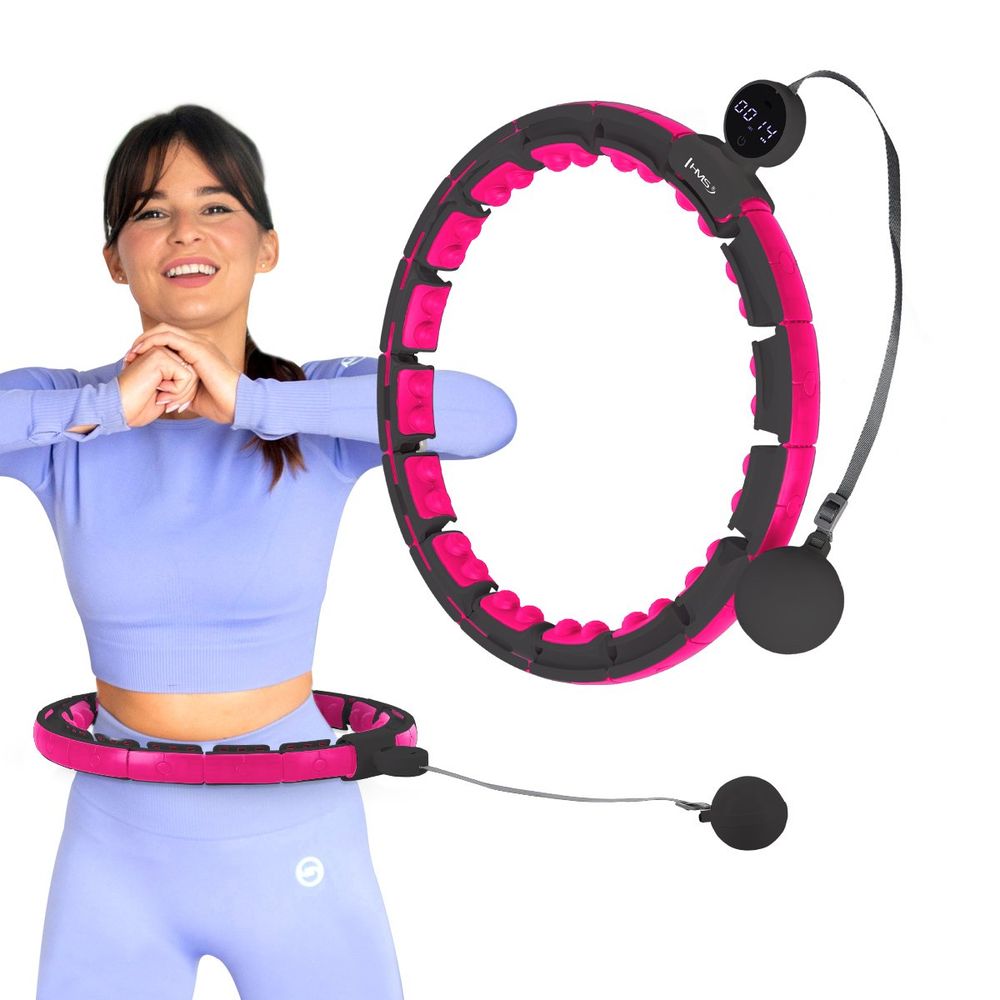 Hhm16 hula hoop crno/rozičasti magnetski s utegom + brojačem hms slika 2