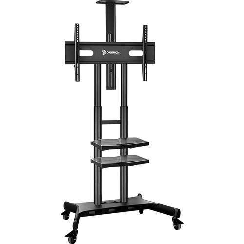 ONKRON Mobile TV Stand for 50-83” TVs with Wheels Shelves Height Adjustable Rolling TV Cart, Black slika 1