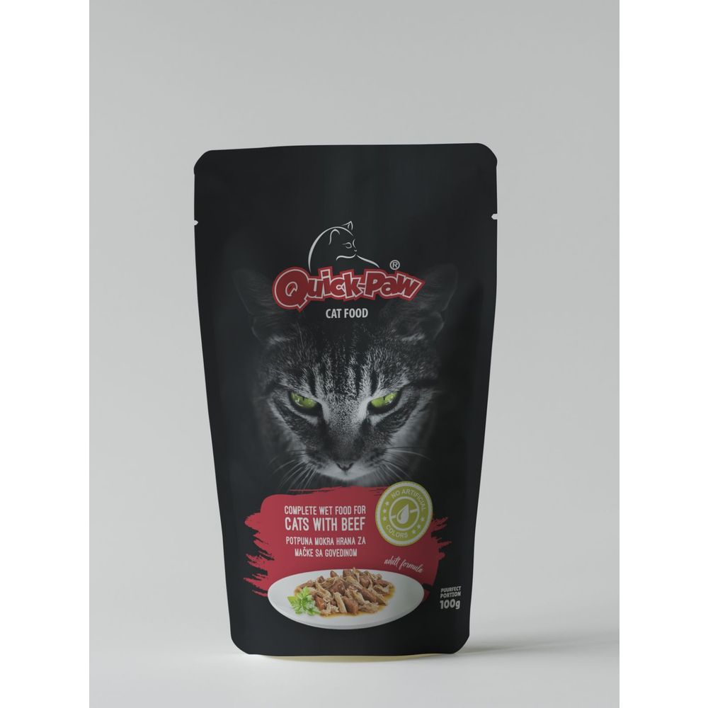 Quick-Paw hrana za mačke u vrećici Beef 100g slika 2