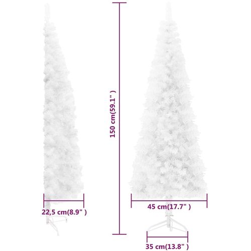 Tanka umjetna polovica božićnog drvca sa stalkom bijela 150 cm slika 9