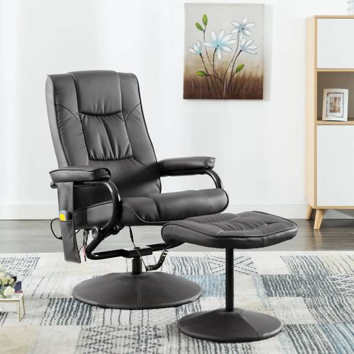 Masažna fotelja s osloncem za noge od umjetne kože siva slika 24